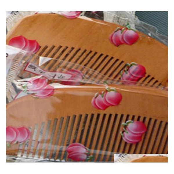 

wholesale natural peach wood comb close teeth anti-static head massage qylavl sweet07, Silver