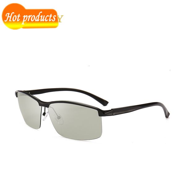 

2021 new sport polarized sunglasses 3 colors black/gold/brown metal frame rectangle uv400 glasses for men come with box fahd, White;black