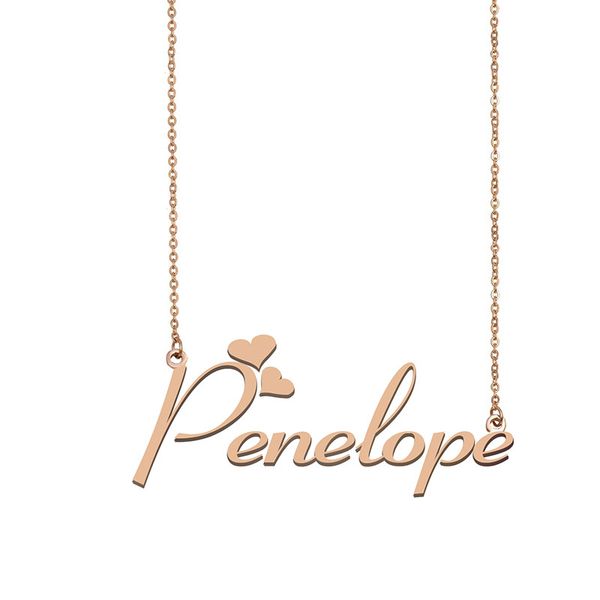 

penelope name necklace custom nameplate pendant for women girls birthday gift kids friends jewelry 18k gold plated stainless steel, Silver
