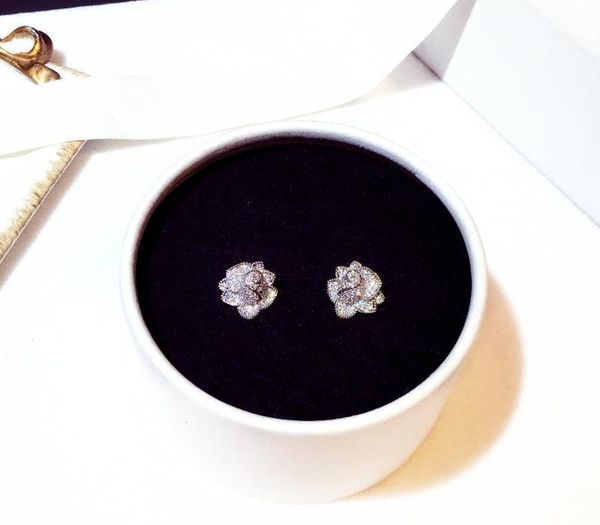 

2020 великолепная цирконий цветы серег для женщин цвета серебра серьги свадеб ювелирных pendientes11, Golden;silver