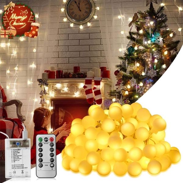 2 in 1 USB alimentato LED Globe String Fata luci a batteria Ghirlanda 10M illuminazione esterna per le vacanze Albero di Natale Room Decor Y201020