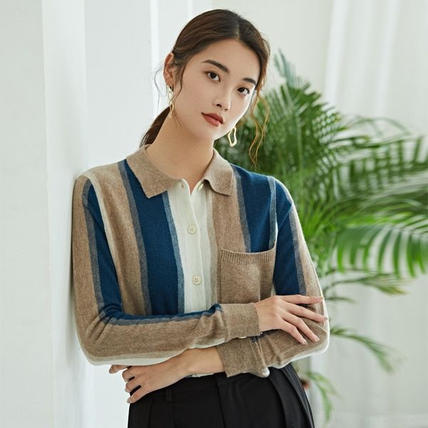 

chvlq new u3nix striped fashion loose all wool shirt women women sweater shirtshirt shirtcolor polo neck sweater cardigan jacket style, White;black