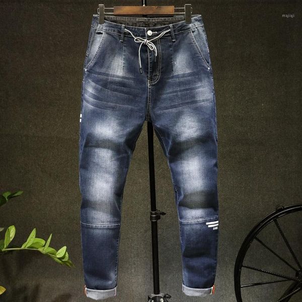 

men's jeans big size 40 men's 2021 autumn winter fashion trend camouflage stitching elastic harlan trousers male brand1, Blue