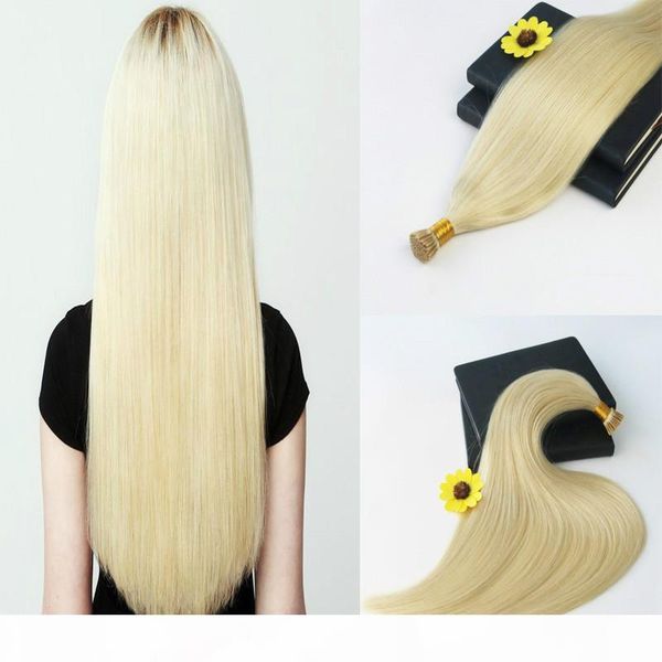 

100% virgin brazilian human hair i-tip prebonded hair extensions double drawn remy hair extensions i tip ing, Black;brown