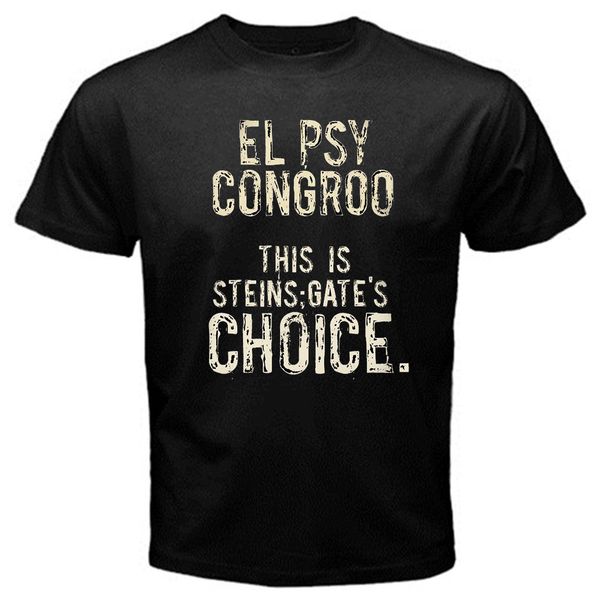 

sport casual printing tee steins;gate el psy kongroo anime japan series t-shirt black basic tee summer t-shirt