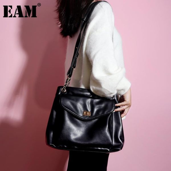 

shoulder bags [eam] women large capacity tote bag brief pu leather personality all-match crossbody fashion tide 2021 18a1441