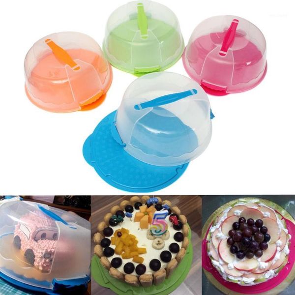 

gift wrap 8''inch diameter 28.2cm portable locking cake cupcake dessert pretension box carrier storage container boxes/bag for par