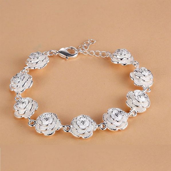 

silver color flower chain for women men lady cute noble nice bracelet fashion charm chain jewelry wedding party gift lh028 h sqcbnr, Black
