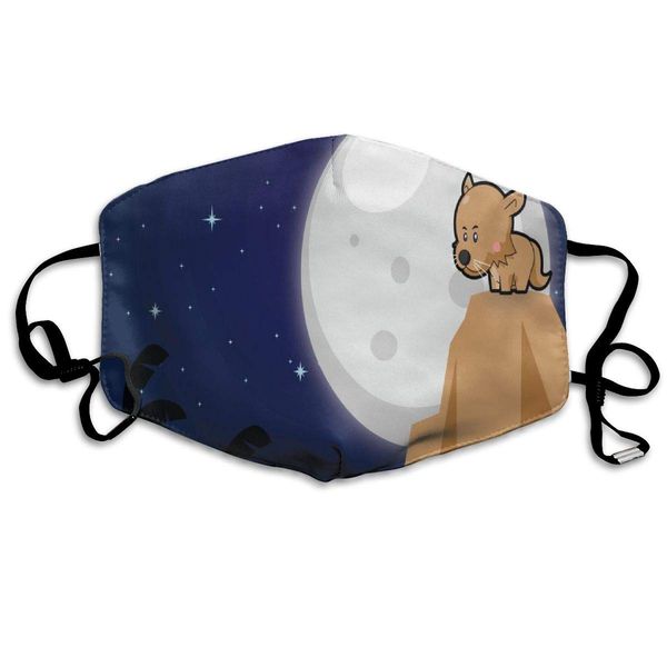 

dustproof washable reusable cat on a mountain over a moonlit background mouth cover mask protective warm windproof mask