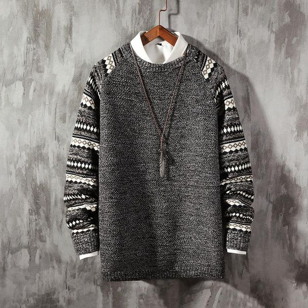 

men's sweaters fashion classic o-neck striped sweater oversize pull plus size -5xl 2021 long sleeves pullover for spring winter, White;black