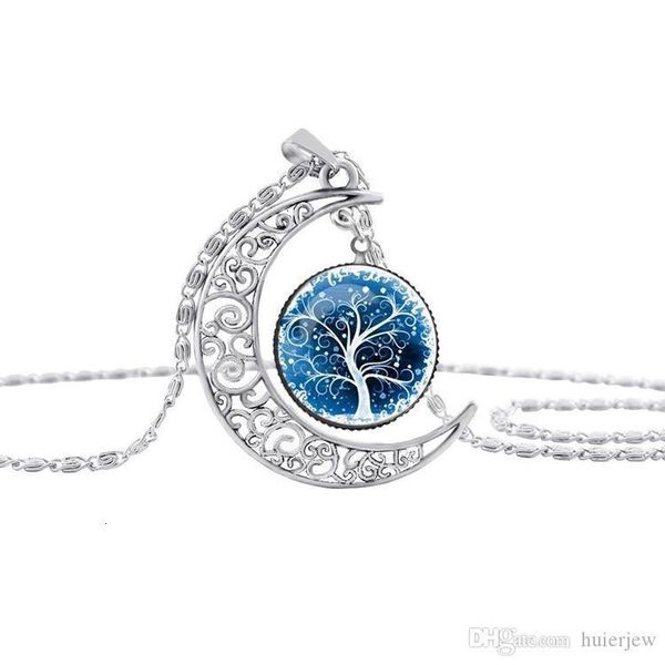 

necklaces pendant of women life tree moon gemstone hollow carved 8 mix jewelryepuj