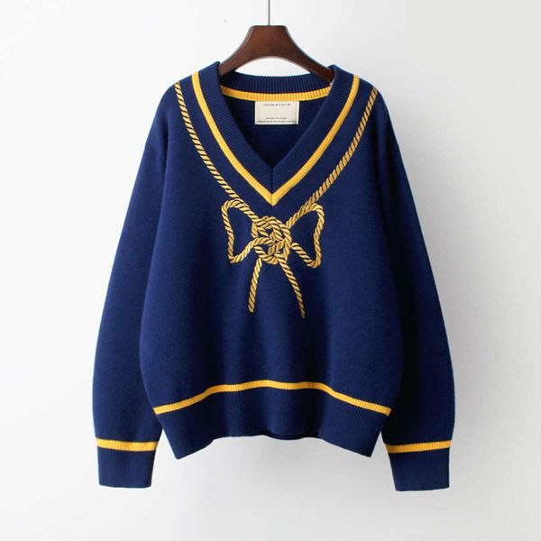 

2020 new loose fit korean pullover sweater embroidered bow autumn winter blouse cardigans for women tunics woman, White;black