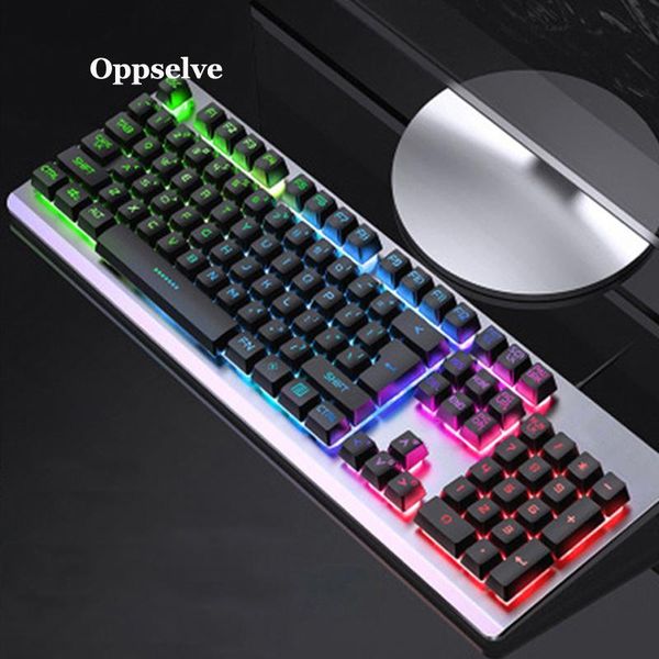 

oppselve mechanical keyboard 104 keys red blue switch led rgb gaming keyboards for tablet notebook pc tv deskenglish sticker