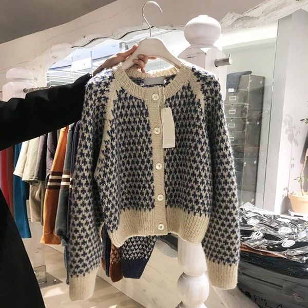 

woolen autumn and winter 2021 new women's clothing loose knitted cardigan sweater with wool designer harajuku, White