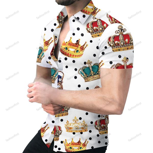 camicie da uomo camisa abbigliamento stampa a righe camicetta Hawaii manica corta camicia estiva con bottoni camicia lujo in tessuto a doppia altezza