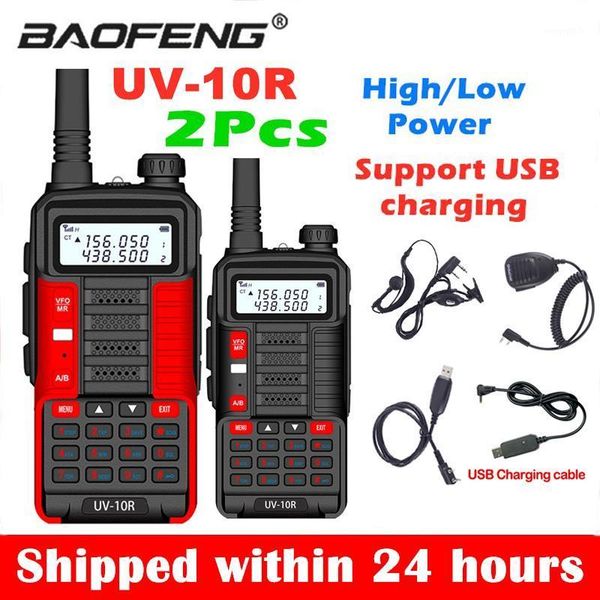 

1 pcs/2 pcs 2021 baofeng uv 10r powerful walkie talkie cb radio transceiver long range portable radio for hunt forest city 5r1