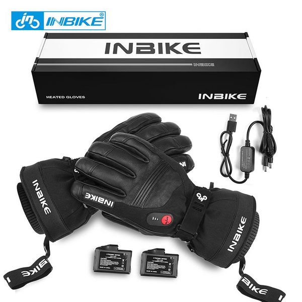 

inbike зимний электрический нагревательный перчатки спорт велоспорт мотоцикл горные лыжи мужчины водонепроницаемый ветрозащитный термальные, Black