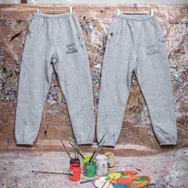 

gaojie galery dept hand painted graffiti splashing ink casual pants, Black