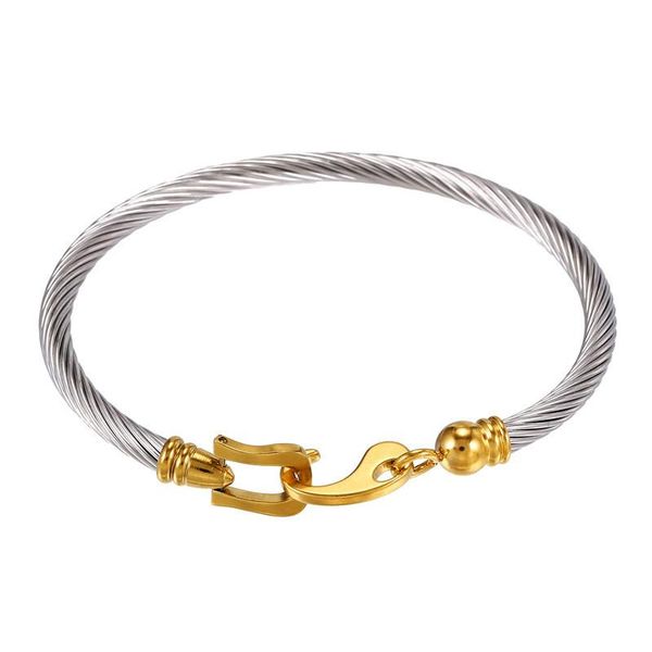 

5 pcs/lot stainless steel bangle copper bead connected double buckle interlocked charm bracelet for woman man gift, Black