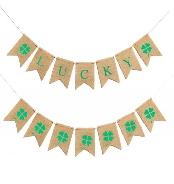 

shamrocks st. patrick day green banner ireland four leaf clover carnival party decoration parade flag garland new design 4h42