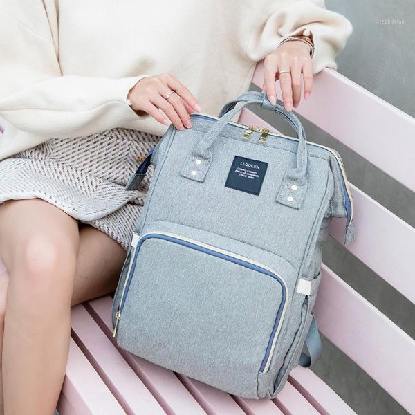 

lequeen mom maternity nappy bag large capacity baby pure color travel backpack1