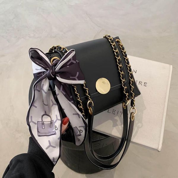 

shoulder bags silk scarf crossbody for women chains bag designer luxury handbags female small flap bolsas black coffee