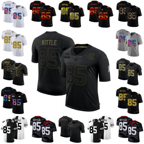 

мужчины # 85 джордж китл многоцветные черные 2020 женщины молодежь nfl важный ловушка пара неприкасаемая ограниченная трикотаж, Black;red
