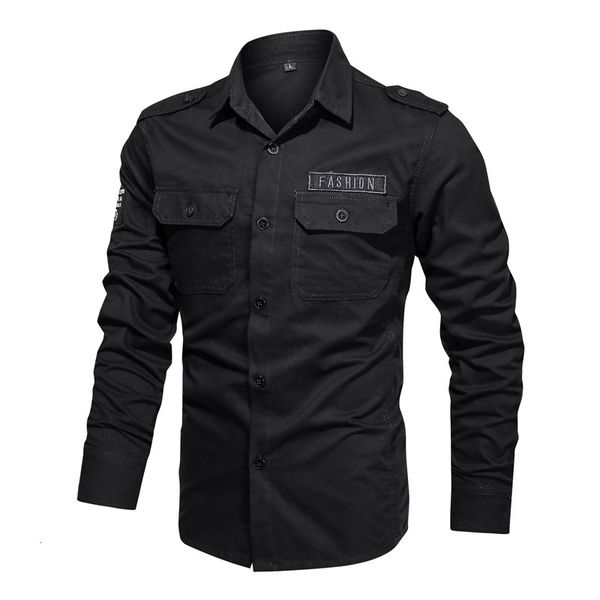 

2021 new oversize -5xl cotton cargo shirt for man long sleeves spring style fashion clothes ya6t, White;black