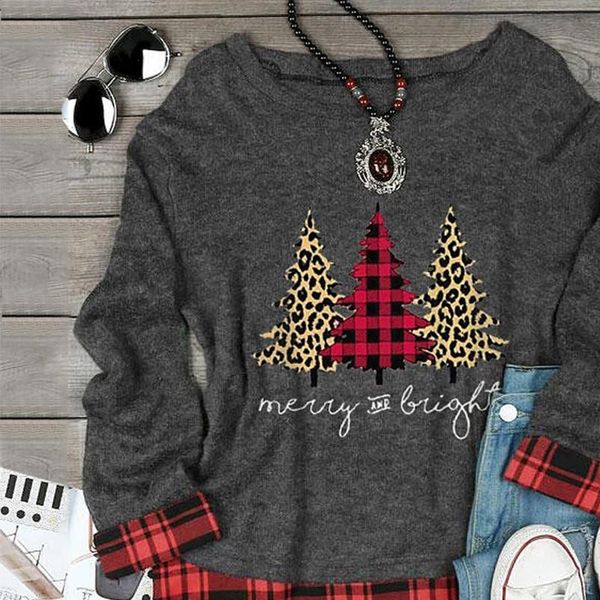 

women casual harajuku outerwear christmas printing plaid splicing long sleeve kawaii sweatshirt korean style streetwear p2s, Black