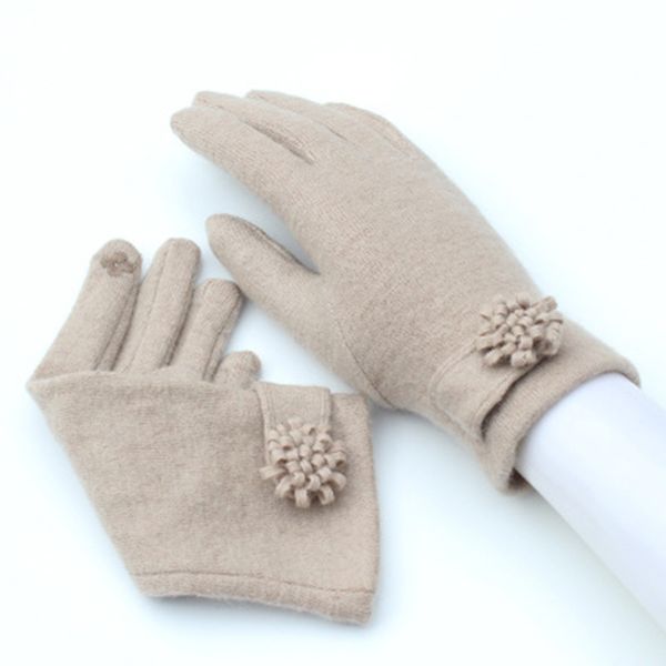 

fashion elegant female wool knit touch screen winter women keep warm cashmere full finger gloves, Blue;gray