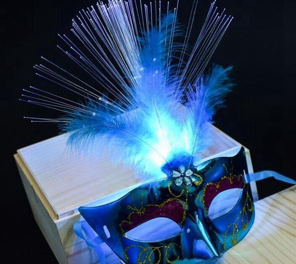 

glowing fiber mask halloween princess fashion masquerade party luminous mask toy item feather props childrens led toys ysy45q iovll