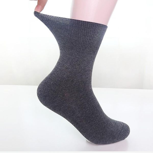 

men's socks men loose welt combed cotton seamless diabetic for diabetes edema thick leg nursing sox solid color, Black