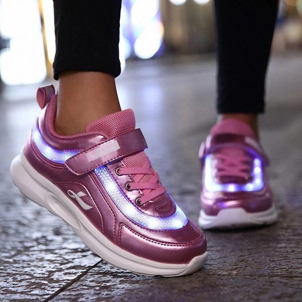 

pink children shoes light led luminous shoes boys girls usb charging sport casual led usb kids glowing sneakers #9w82