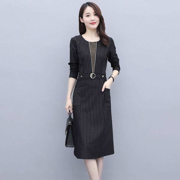 

women's 2020 autumn new fashion fashion temperament ol commuter crew neck slim show thin plaid chinese dress dress dress s7loj, Black;gray
