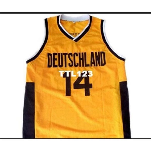 

raremen #14 dirk nowitzki team deutschland germany college vintage jersey size s-4xl or custom any name or number jersey, Black