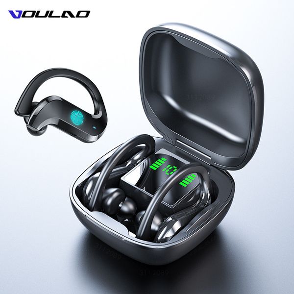 

voulao bluetooth earphone led display wireless headphone tws with microphone stereo earbuds waterproof noise cancelling headsets