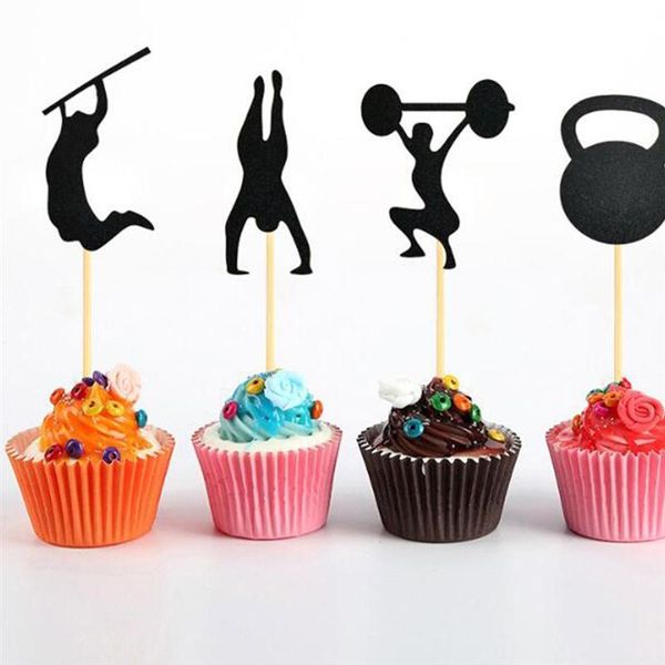 

48pcs gym тема cake toppers мужчины день рождения кекс украшения выбор кекс adornment сувениры партии товары для фитнеса партии а35 wmtgio