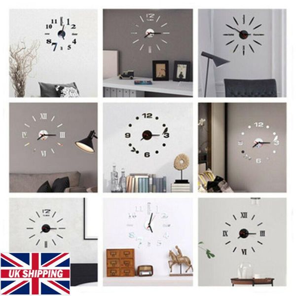 

3d wall clock mirror wall stickers creative diy clocks removable art decal sticker home decor living room quartz needle hot
