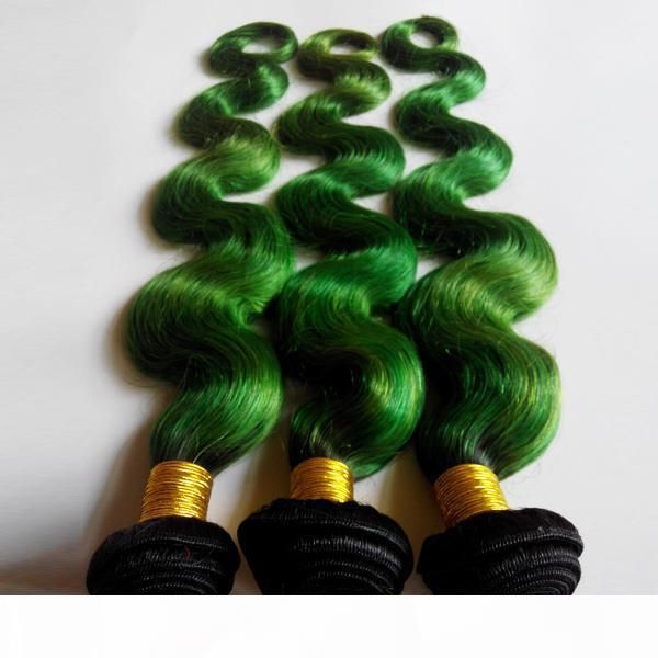 

tone ombre weaves brazilian body wave human hair weft 8-26inch new star european indian hair extensions 1b green 3pcs no shedding no tangle, Black