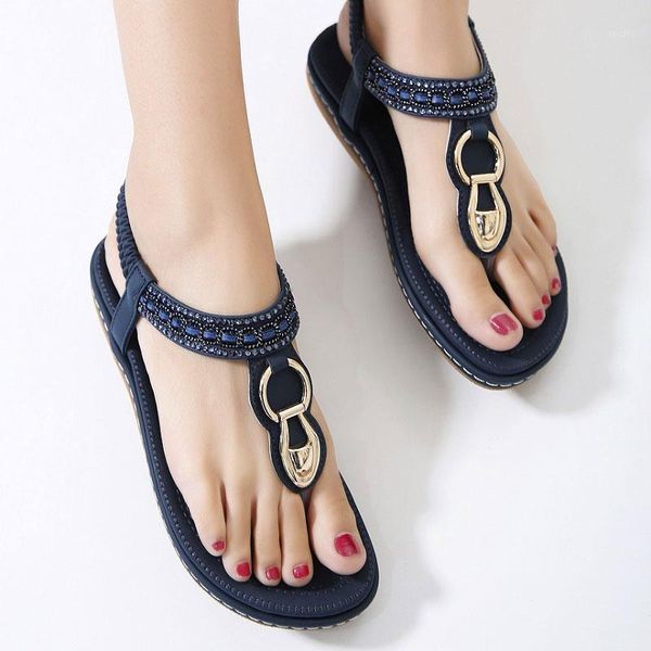 

sandals women fashion summer shoes string bead flip flop metal decoration wedge beach sapato feminino1, Black