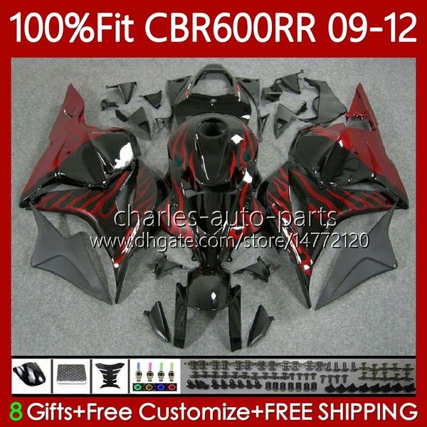 OEM Bodys для Honda CBR 600 CBR600 F5 RR CCR 09-12 Кузов 69NO.5 CBR 600RR CBR600RR 09 10 11 12 CBR600F5 2009 2011 2011 2011 2011 2012 600CC впрыскивая плесень Красный пламенный