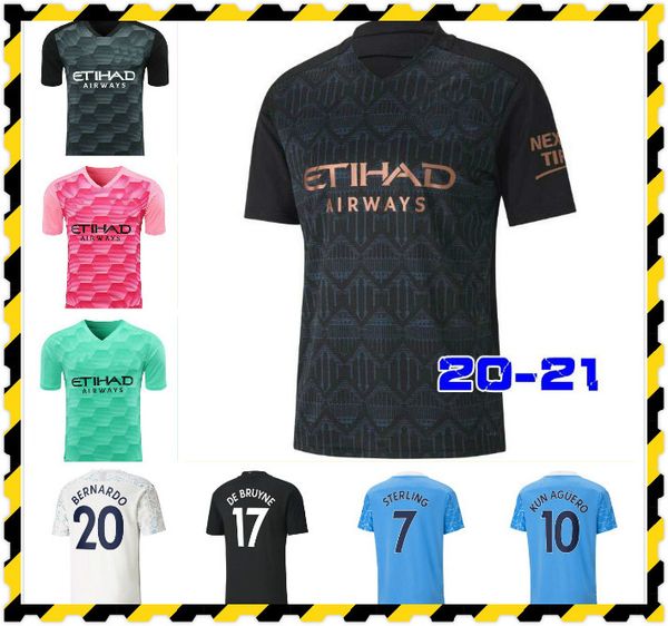 

20 21 city soccer jersey 2020 2021 man football shirt kun aguero de bruyne gesus bernardo mahrez sterling men kids kits, Black;yellow