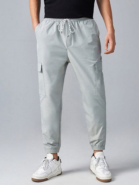 

men flap pocket cargo pants 564a#, Black