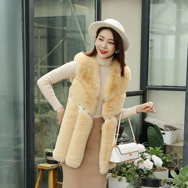 

women 2021 autumn winter fashion coat faux fur gilet vest female sleeveless waistcoat thick warm outwear chaquetas mujer c2611, Black
