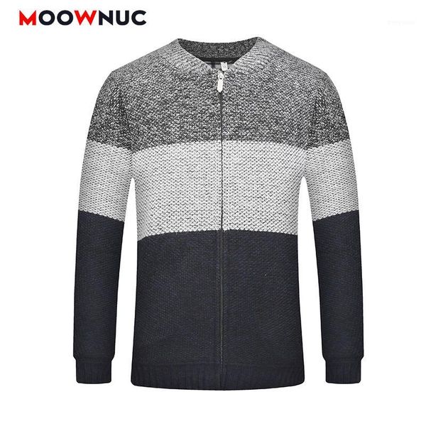 

autumn winter sweaters coats thick cardigan men fashion male striped warm brand moownuc homme sweaters casual slim windproof new1, White;black