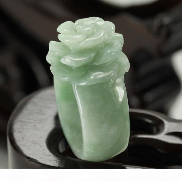 

a goods natural burma jade bean green small flowers rose jade ring ring flower ladies ladies ing, Silver