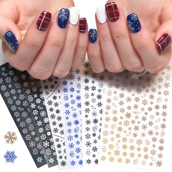 

stickers decals snow flakes xmas 1pcs christmas wraps snowman winter nail art decorations manicure tools sliders bef281-284