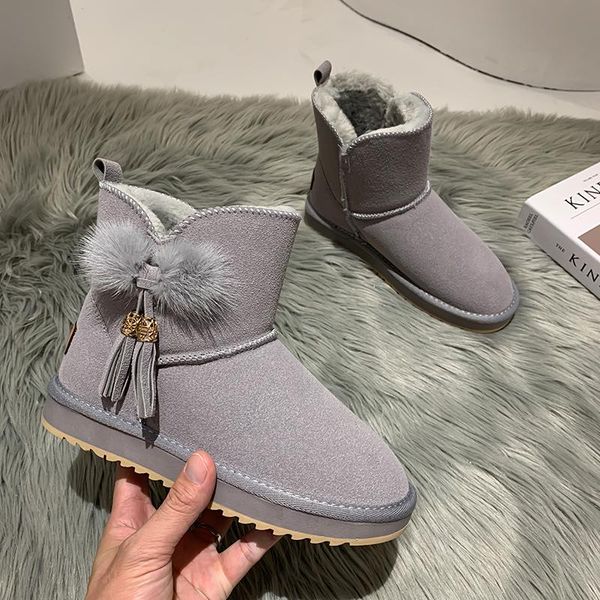 

boots snow women's short tube plus velvet thickening 2021 korean version of wild fashion casual cold-proof flat cotton shoes, Black