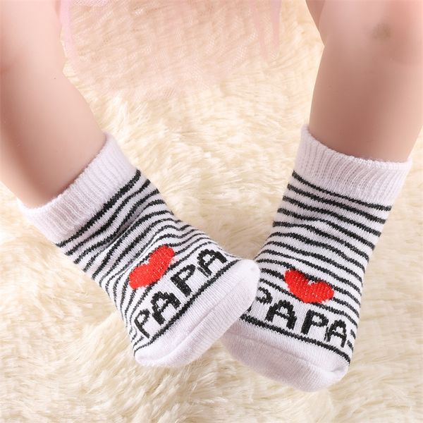 

new lovely soft baby socks newborn toddler infant kids girls boys stripe cotton love mama/papa socks 0~6 months fashion y201009, Pink;yellow