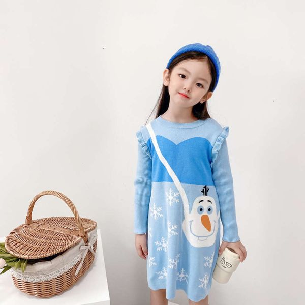 

and winter girls' pure cotton autumn wool snowflake jacquard skirt cute xuebao cartoon drs, Red;yellow